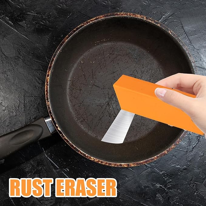 Rust Remover Metal – Stainless Steel Rubber Scratch Eraser, Orange Decontamination Artifact Tool | Shower Head Tableware Sink Cookware Kettle Accessories Cleaning Gear for Travel Home Kitchen