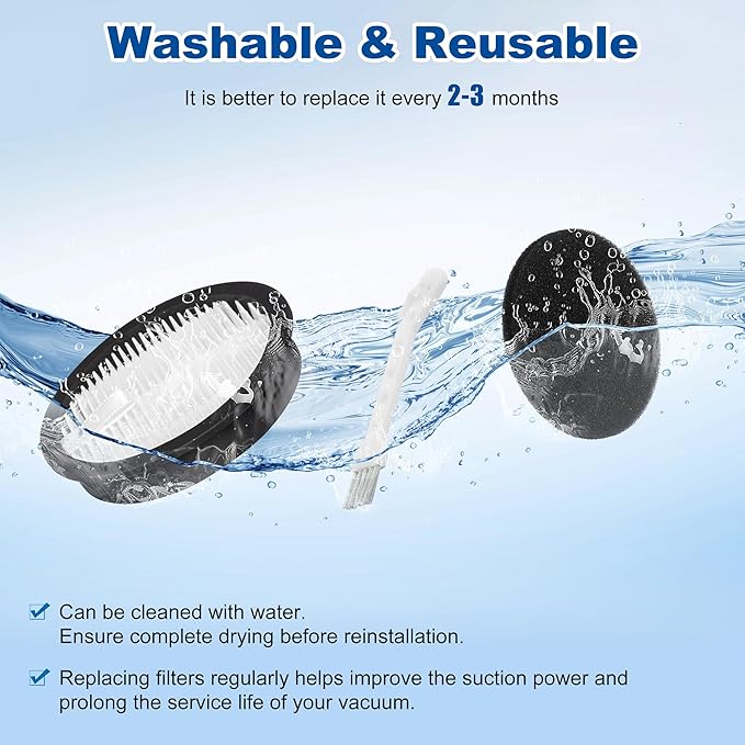 13 Pcs AceVac 11 Filter Replacement Compatible with AFNOP AceVac11 Cordless Anti-tangle Stick Vacuum Cleaner for Home with LED Touch Screen, 4 HEPA Filters, 8 Sponge Filters, 1 Cleaning Brush
