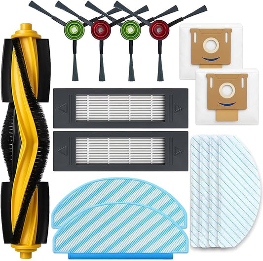 DVX34 Accessories Kit for Yeedi Vac 2 Pro/Vac/Vac Max/Vac Station Robot Vacuum Replacement Parts, 1 Main Brush, 4 Side Brush, 2 HEPA Filter, 2 Mop Pad, 4 Disposable Mop Pad, 2 Dust Bag