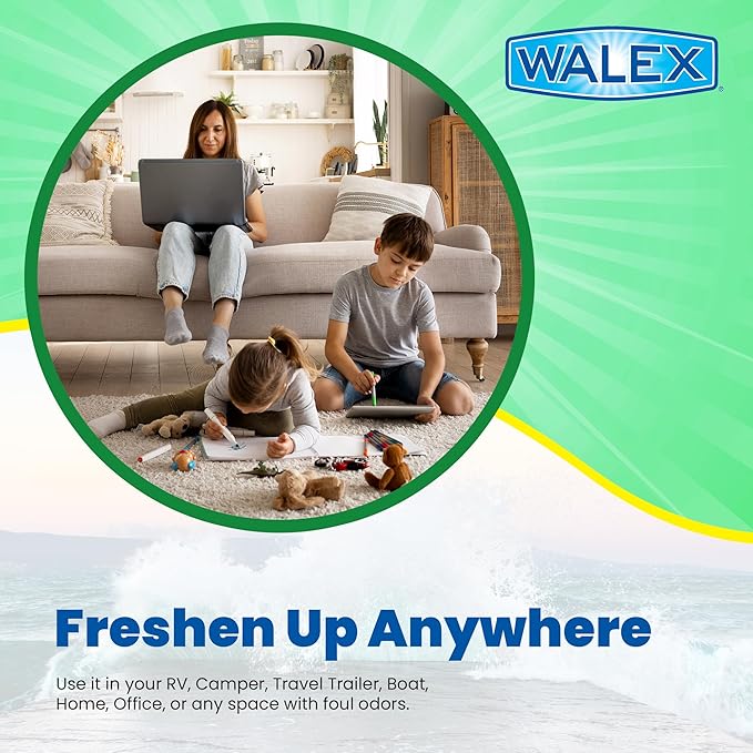 Walex Assure RV Odor Eliminator Air Freshener Spray - Neutralizes Airborne Odors & Freshens Fabrics, Instant Odor Elimination with Natural Essential Oils, Pet Safe, Long Lasting; Ocean Mist, 32 oz