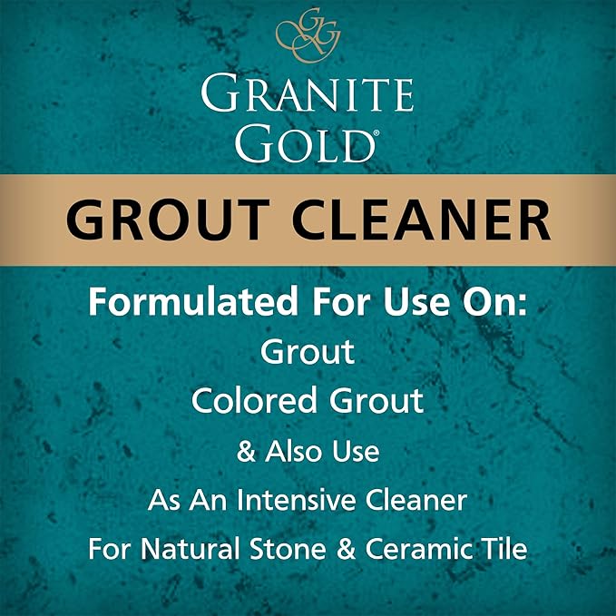 Granite Gold Grout Cleaner Spray with Brush for Stone, Ceramic, Glass & Colored Grout, 24 Ounce