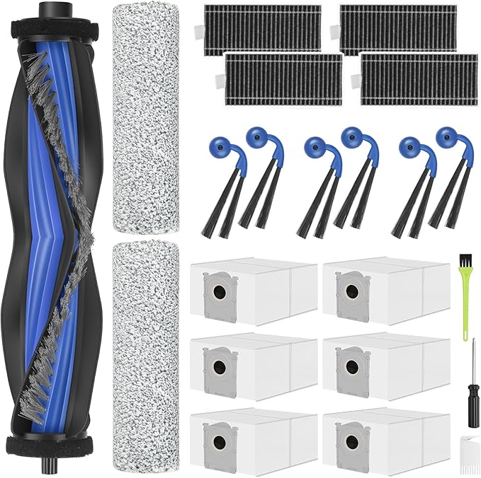 X9 Pro OMNI Accessories Kit for ECOVACS DEEBOT X9 PRO OMNI /X9 Pro Vacuum Cleaner, 22 Replacement Parts 1 Roller Brush, 2 Roller Mop, 4 Filters, 6 Dust Bags, 6 Side Brushes and Cleaning Tools