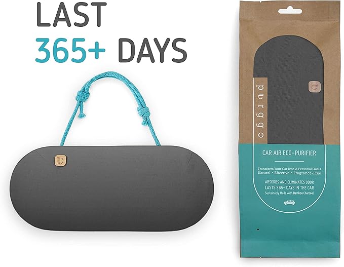 Bamboo Charcoal Car Air Freshener [1x Gray] Bundle with Shoe Odor Eliminator Air Purifying Bags [2x Gray] - Last 365+ Days - Natural, No Chemicals - Air Freshener for Car, Shoes, Closet, Fridge