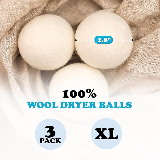 Wool Dryer Balls - Smart Sheep 3-Pack - XL Premium Natural Fabric Softener Award-Winning - Wool Balls Replaces Dryer Sheets - Wool Balls for Dryer - Laundry Balls for Dryer (Playful Pups)