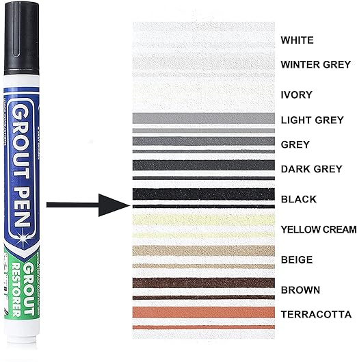 Grout Pen Tile Paint Marker: 2 Pack Black with 5 Pack Replacement Tips (Narrow, 5mm) - Waterproof Grout Colorant and Sealer Pen to Renew, Repair, and Refresh Tile Grout - Cleaner Coating Stain Pens