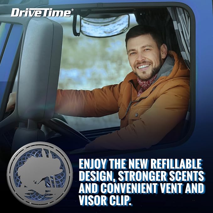 Drive Time Truck Puck Watermint Fragrancee Car Air Freshener – Long-Lasting Car Deodorizer, Refillable Vent & Visor Clip Auto Air Freshener for Car, Truck & SUV, Premium Fragrance, Pack of 3