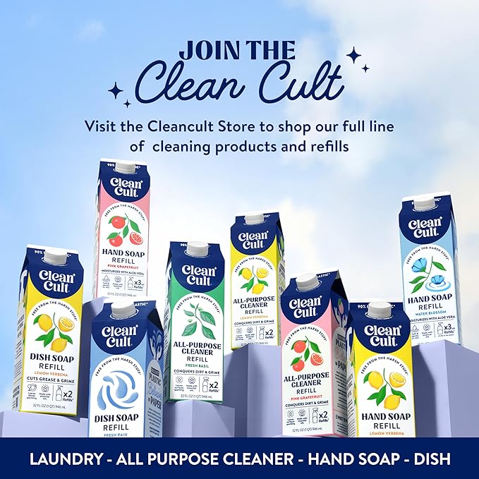 Cleancult - Lemon Verbena - All Purpose Cleaner - Refillable Aluminum Bottle - Cleaner Spray that Removes Dirty & Grime - 16 oz - 3 Pack