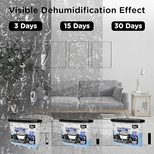 W&E Choice Moisture Absorbers with Activated Charcoal, Portable Dehumidifier for Closet & Bathrooms, Kitchen, Humidity Absorber Odor Eliminator Absorber 6 Pack
