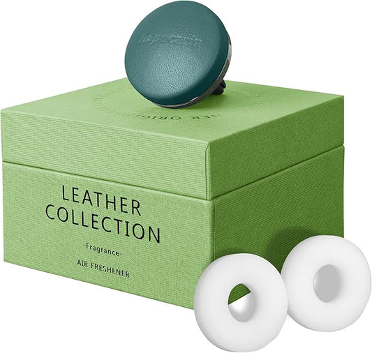 Car Air Freshener Vent Clip Fragrance Long Lasting Auto Odor Eliminator - Made with Natural Plant Extracts - Green Leather Diffuser with 2 Pieces Mistral Scent Refills