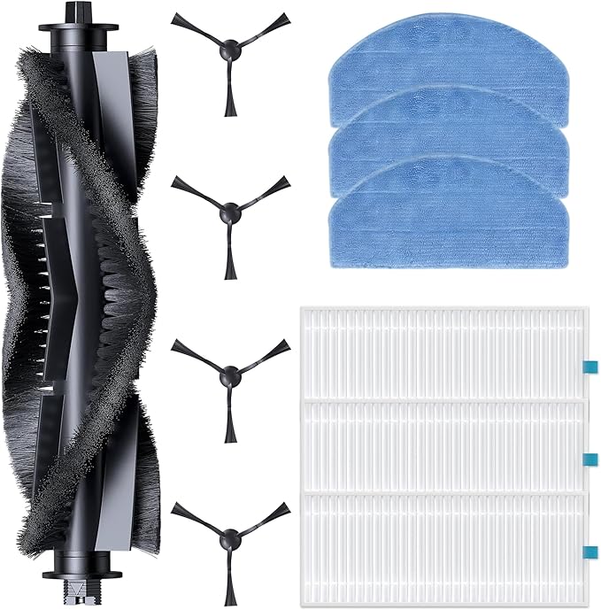 Replacement Parts for BPMIO B12 / B12 NEW Robot Vacuum Accessories 1 Main Brush 4 Side Brush 3 HEPA Filter 3 Mop Pad