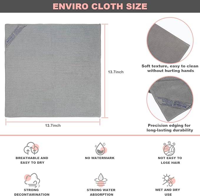Enviro Cleaning Cloth, Basic Package Cleaning Cloth. for Cleaning Home, Car, Restaurant, Bar, Hotel Office. Only Water is Needed to Complete The Cleaning.