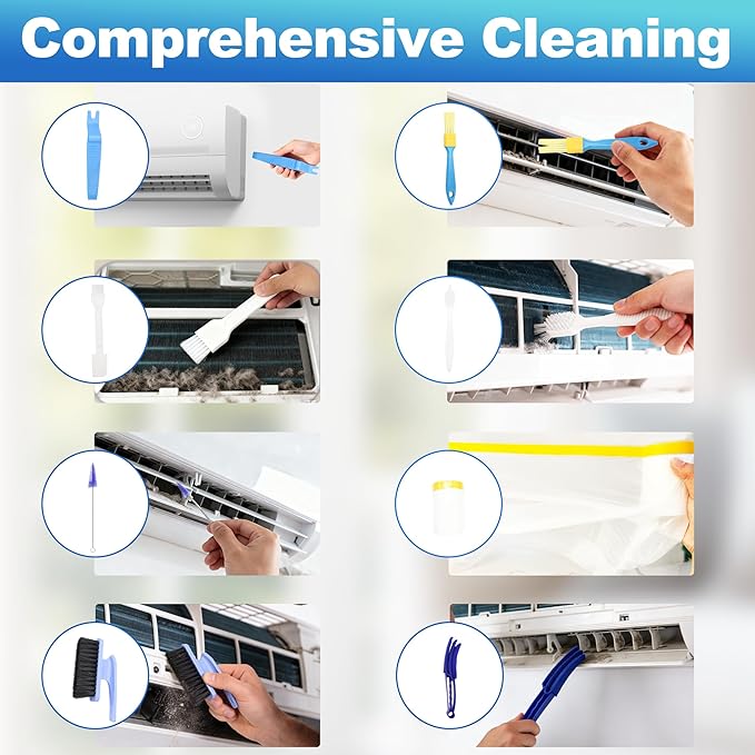 Mini Split Cleaning Kit, 19 Pcs Mini Split Cleaning Bag with 2L High Pressure Sprayer, Waterproof PVC Air Conditioner Cleaning Cover for for Home Air Conditioning Units