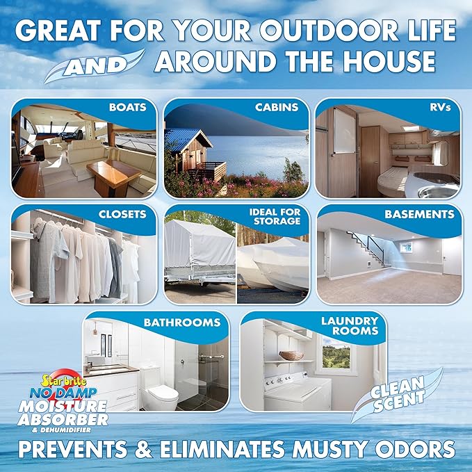 STAR BRITE No Damp Moisture Absorber & Dehumidifier - Simple, Portable, Humidity Control for Boats, RVs, Seasonal Homes & More - Prevent Musty Odor & Moisture Damage