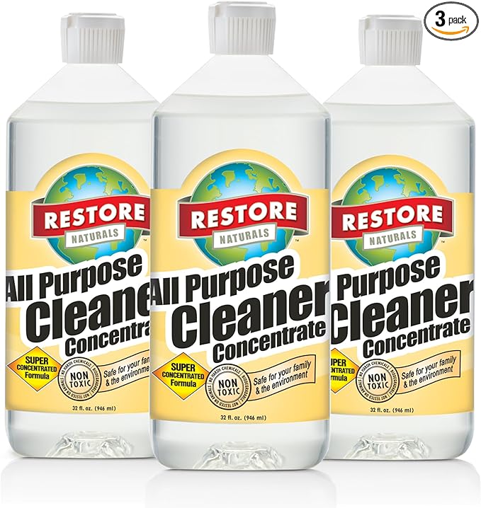 Restore Naturals Floor Cleaner & All Purpose Cleaner - 32 Fl Oz - Gentle, Non-Toxic Formula | pH Neutral | Cruelty-Free | Made in the USA - 3 Pack