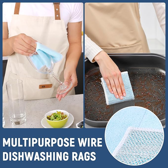 Double Side Non Scratch Wire Dishcloth 75pcs-Multipurpose Wire Dishwashing Rags Wire Mesh Cleaning Cloth,Kitchen Towels and Dishcloths Sets Microfiber Cloth for Cleaning Pans Sinks & Cookware