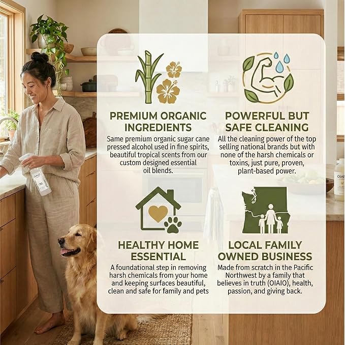 Non-Toxic Bathroom Tile Cleaner - 100% Natural Organic Ingredients that Truly Perform - 24oz - Light Coconut, Citrus & Wood Scent