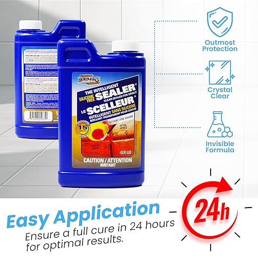Surf-Pro Intelligent Grout Sealer – Invisible, Odor-Free Silicone-Free Formula – Easy DIY Application with Sponge or Brush – Preserves Grout Color – for Tile, Ceramic & Stone – 493 ml
