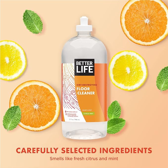 Better Life Floor Cleaner Citrus Mint(32 Oz, 1 Pack) + All Purpose Cleaner Unscented (24 Oz, 1 Pack)