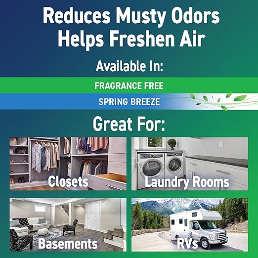 Concrobium 378488 Moisture Grabbers, 3-Pack 17.5 oz Spring Breeze Pouches, Anti-Leak Gel Technology, Covers Up to 350 cu ft.