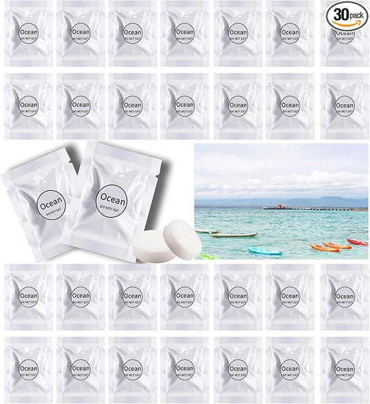 Car Air Freshener Refills, 30 Pcs Individual Package Car Air Vent Clip Replacement Pads Solid Fragrance Scent Air Freshener Refill Tablets (Ocean)