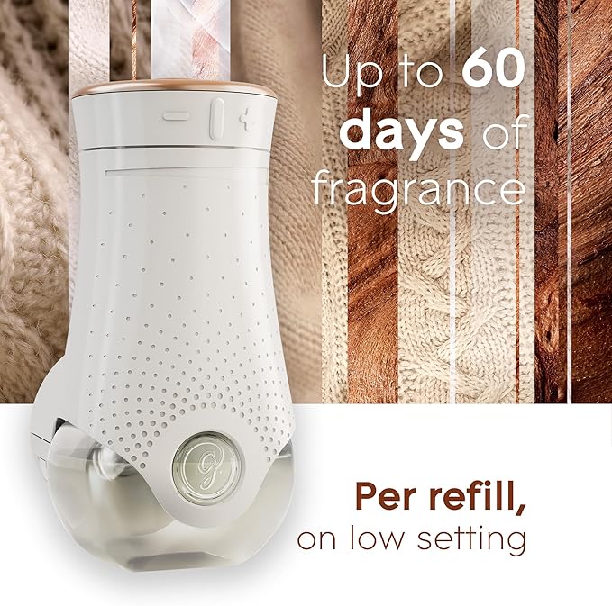 Glade PlugIns Refills Air Freshener Starter Kit, Scented and Essential Oils for Home and Bathroom, Cashmere Woods, 3.35 Fl Oz, 1 Warmer + 5 Refills
