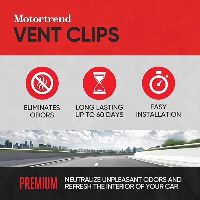 Motor Trend Vent Clip Air Freshener - Long Lasting Fresh Scents for Cars, Trucks, and SUVs - Cherry Scent