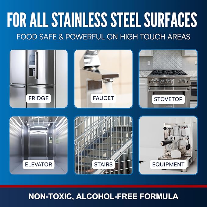 PENTAGON SAFETY EQUIPMENT Stainless Steel Cleaner (32oz) – Non-Toxic, Streak-Free & Alcohol-Free | 5 Day Protection | Removes Fingerprints | Made in USA