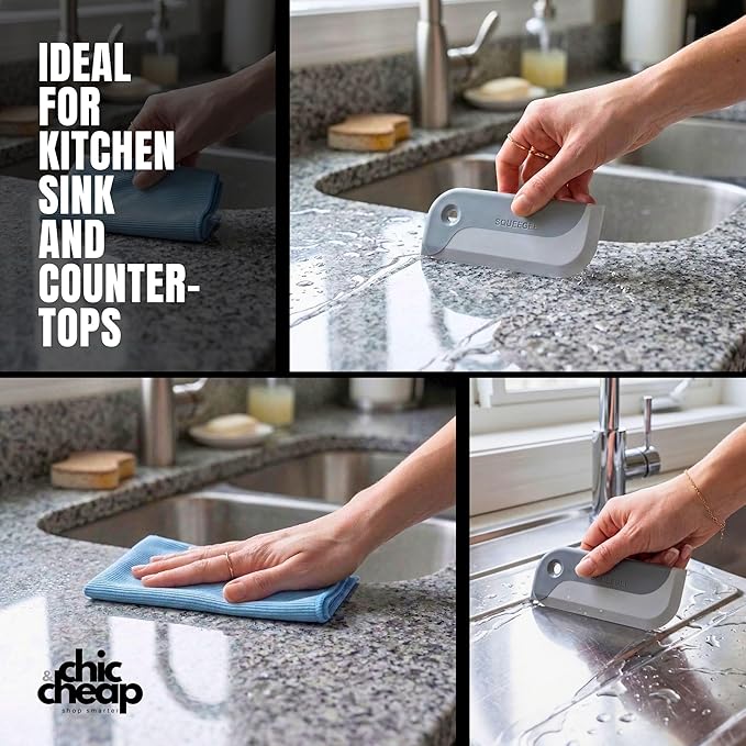 Wipe&Go Streak-Free Glass Cleaning Kit – 6 Diamond-Weave Microfiber Towels (12x16 in) & Mini Rubber Squeegee – Lint-Free Polishing Set for Windows, Mirrors, Car Windshields & Kitchen Sinks