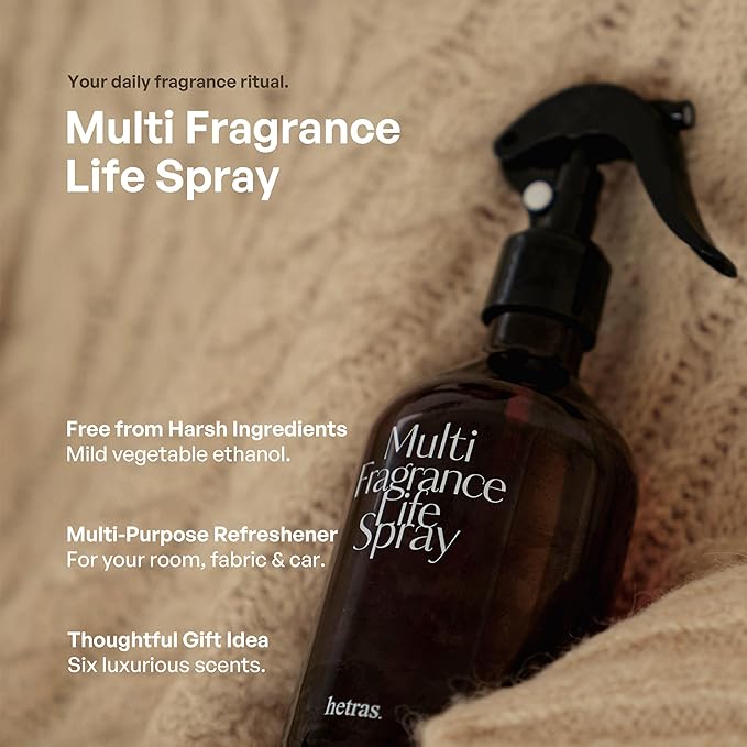 hetras Multi Fragrance Life Spray 10.14 fl oz x 2 Pack | White Shirt - Clean Linen Scent | Non-Aerosol Odor Freshener Room Mist for Room, Closet, Fabric | Infused with Essential Oils