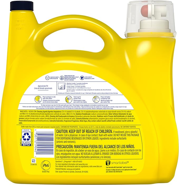 Tide Simply All-In-One Liquid Laundry Detergent, Daybreak Fresh Scent, 138 Loads, 182 fl oz