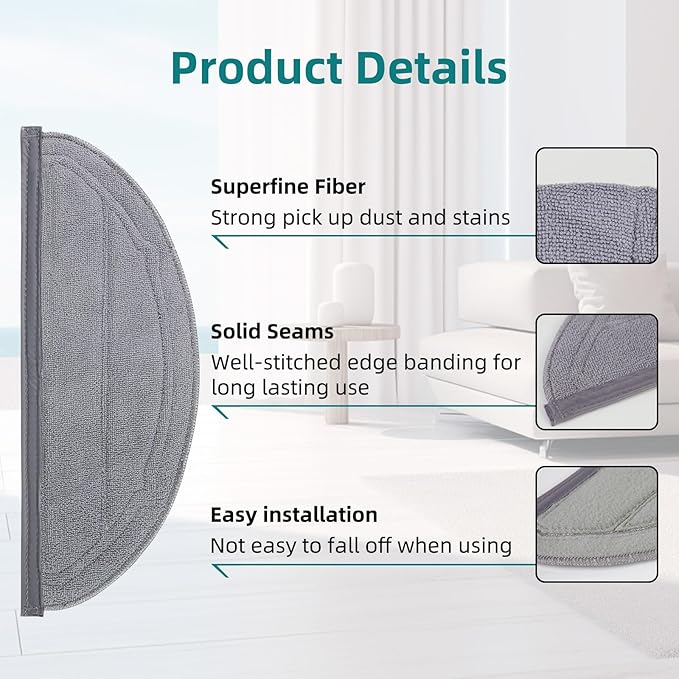 VIEWALL 6 Pack Reusable Mop Pads for Roborock Q10 S5 / Q10 S5+ / Q10 VF / Q10 VF+ / Q10V / Q10V+, Microfiber Washable Mop Cloth, Replacement Parts & Accessories