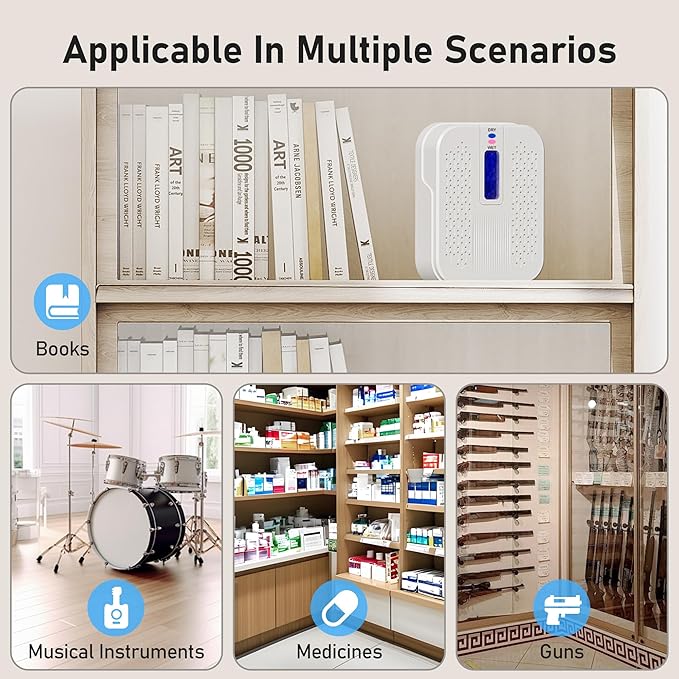 Rechargeable Small Dehumidifier, Pack of 2, Portable Mini Dehumidifier for Bathroom, Highly Efficient Dehumidification, Energy Saving, Suitable for Closet, Cars, Wardrobes
