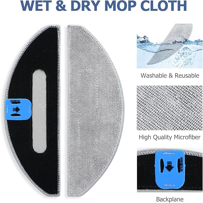 6 Pack Replacement Mop Pads for irobot Roomba Combo i5 & j5 Series i5+ j5+ Robot Vacuum Cleaner Mop Pads Combo Microfiber Cleaning Pads, Replacement Accessories