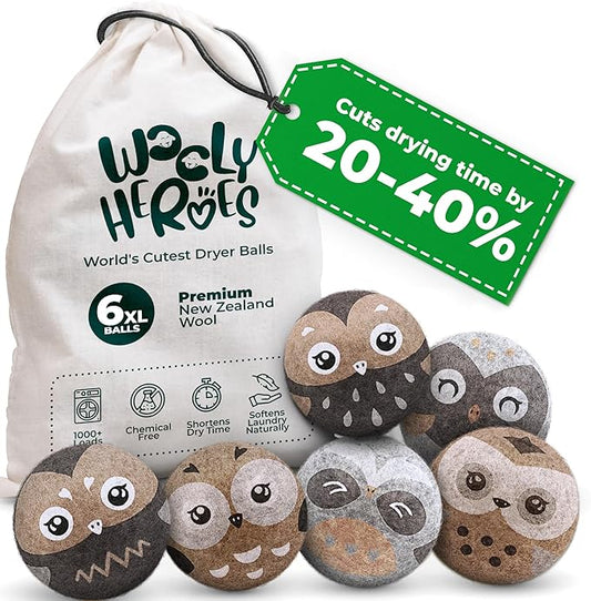 No More Dryer Sheets! XL Wool Dryer Balls 6-Pack, Reusable Laundry Softener & Static Reducer, Eco-Friendly, Long-Lasting, Safe for Sensitive Skin