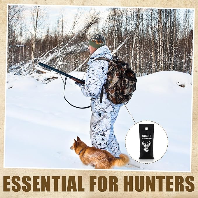 2 Pcs Scent Elimination for Hunting Charcoal Odor Absorber for Strong Odors Scent Away Elimination Hunting Accessories Long Lasting Eliminator Charcoal Bags for Hunters