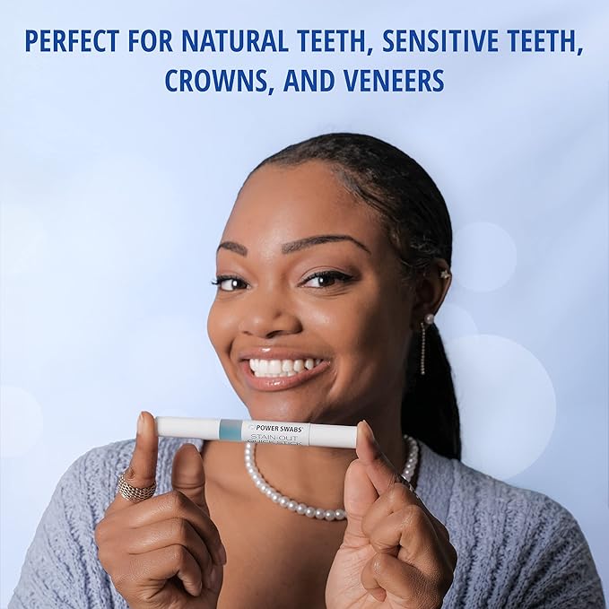 Power Swabs Stain-Out Quick Stick On-The-Go | No Sensitivity - Effective Teeth Stain Remover | Gentle Formula | Travel Friendly, Beautiful White Smile – Good for 30 Uses