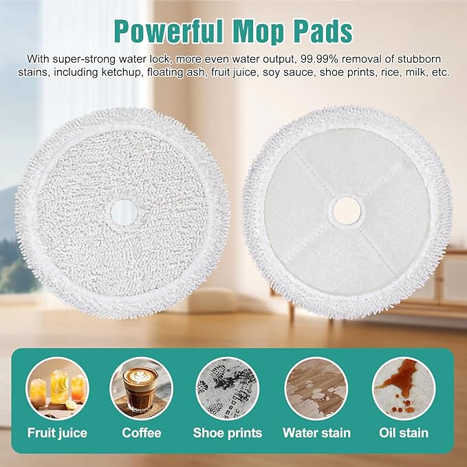 6 Pack Mop Pads Replacement Parts for Bissell 3115 Series, for 2859 SpinWave Wet and Dry Robot Vacuum Cleaner, Reusable & Washable Mop Cloths Accessories