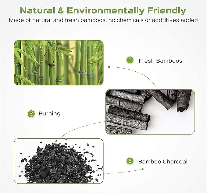 Bamboo Charcoal Air Purifying (Bag 4X200g), Removes Odors and Moisture, Nature Fresh Air Purifier Bags, Odor Eliminator for Home, Car, Pets, Bathroom, Basement