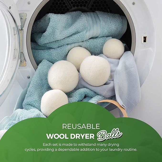 Pursonic Laundry Wool Dryer Balls – Reusable Dryer Balls Made from 100% Pure New Zealand Wool – Natural Fabric Softener Balls - Saves Drying Time/Energy Consumption (Pack of 3)