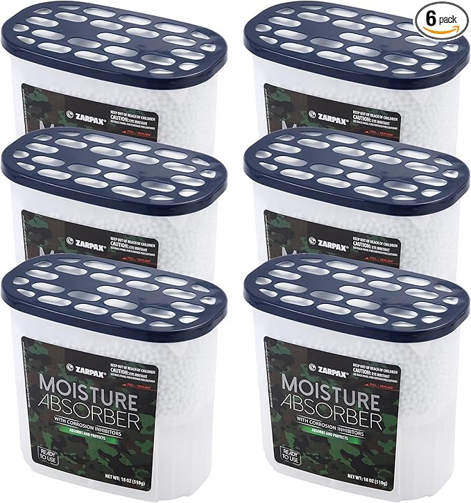 Moisture Absorber Corrosion Inhibitors Gun & Gear 17.6 oz/500g | Removes Moisture, Damp & Humidity | Odor Absorber | Moisture Trap for Bathroom, Closet, Kitchen | Set of 6