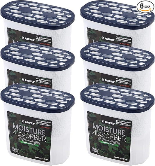 Moisture Absorber Corrosion Inhibitors Gun & Gear 17.6 oz/500g | Removes Moisture, Damp & Humidity | Odor Absorber | Moisture Trap for Bathroom, Closet, Kitchen | Set of 6