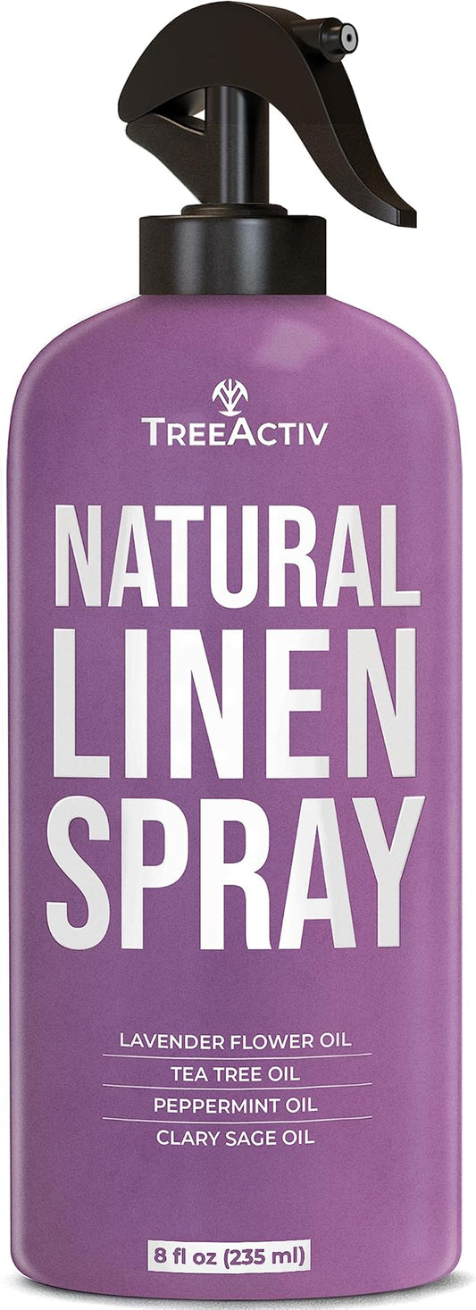 TreeActiv Natural Linen Spray, 8 fl oz, Lavender for Sleep, Beddings, Pillows, and Sheets With Tea Tree, Pillow Mist Freshener, 2000+ Sprays