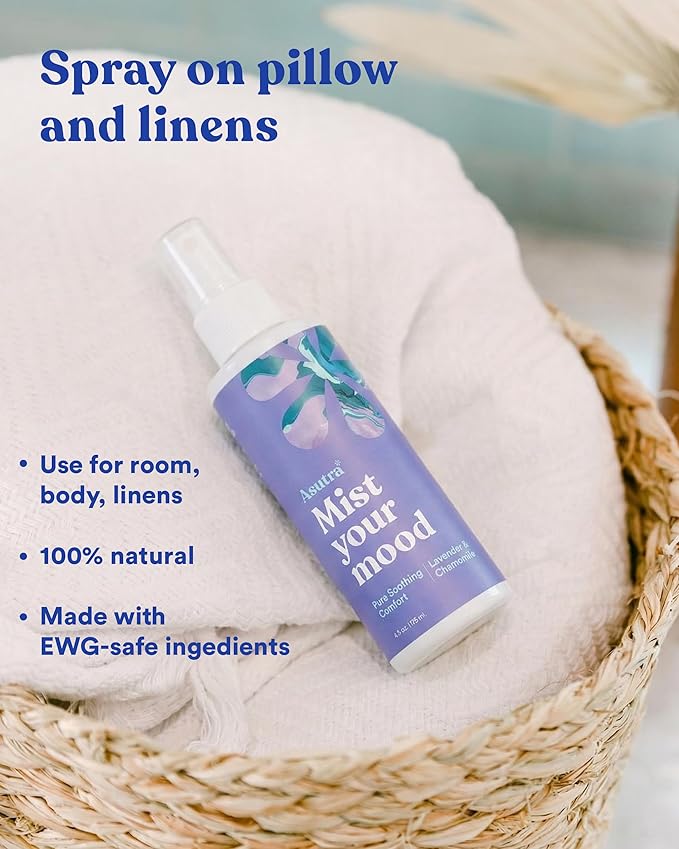 ASUTRA Lavender Pillow Spray for Sleeping (Lavender & Chamomile), 4 fl oz – Sleep Mist Spray for Pillows, Bed & Linens, Deep Sleep Essential Oil
