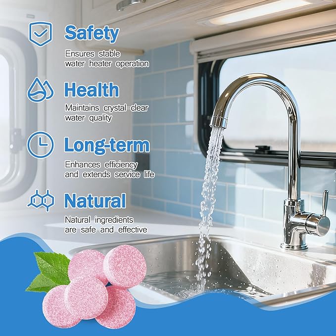 Decalcification Tablets Compatible With Truma Aquago - 18 Tablets,RV Fresh Water Tank Treatment For Truma Aquago Water Stains And Stubborn Dirt Inside The Hot Water Heater.