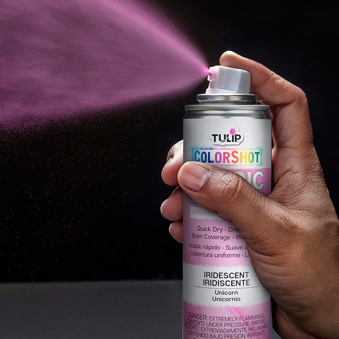 Tulip ColorShot Instant Fabric Spray Paint, Permanent Color Spray-On Fabric Paint, 3oz, Unicorn Iridescent Shimmer