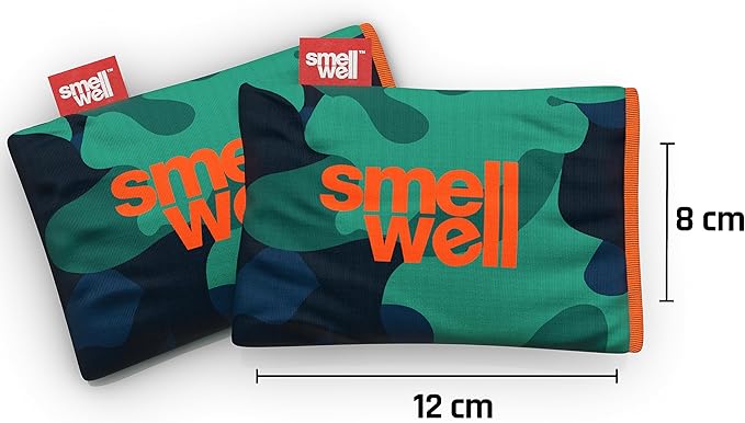 SmellWell - Scented Shoe Deodorizer Inserts - Odor Eliminators - Activated Bamboo Charcoal + Minerals - Natural Freshenes for shoes, bags, gloves - 2 x 1.8oz Original Size Camo Green