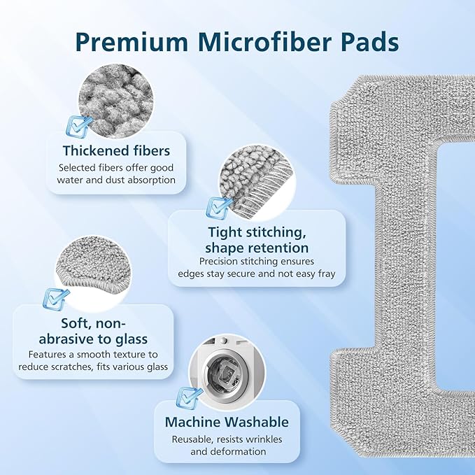 16 Pack Cleaning Rags for ECOVACS Winbot W2 PRO Omni / W2 PRO, W1 Pro / W2 / W1 / W2 Omni Window Cleaning Robot, Washable Microfiber Mop Pad Window Cleaning Replacement Accessories Mop Cloth