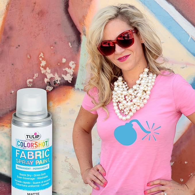 Tulip ColorShot Instant Fabric Spray Paint, Permanent Color Spray-On Fabric Paint, 3oz, Neon Blue