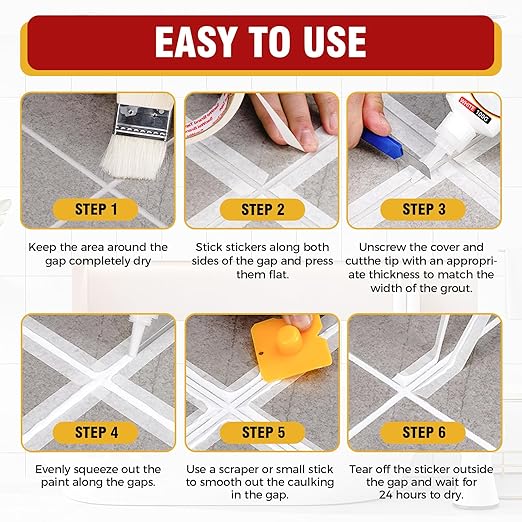 Tile Grout Repair Kit, 2 Pack White Grout Sealer for Shower, Bathroom, Tile, Kitchen, Waterproof Grout Cleaner Restore and Renew Floor, Tile Gaps, Joints, Lines