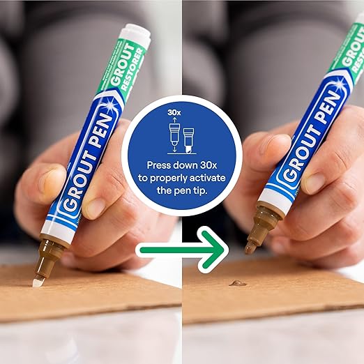 Grout Pen Brown Tile Paint Marker: Waterproof Grout Paint, Tile Grout Colorant and Sealer Pen - Brown, Narrow 5mm Tip (7mL) - 3 Pack